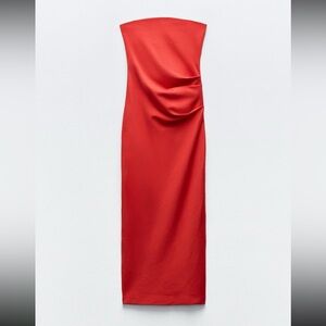 ZARA STRAPLESS MIDI DRESS NWT!